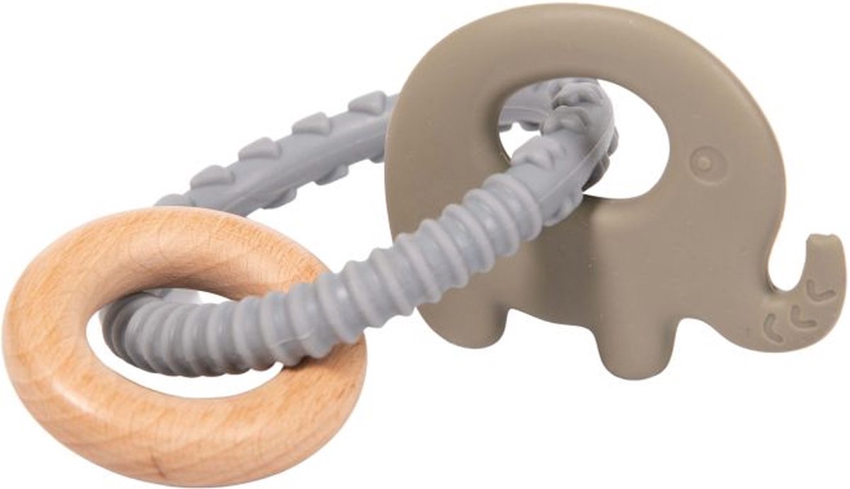 Bo Jungle B- Rattle Rings Olifant | Blauw